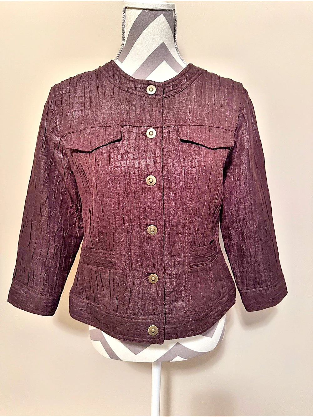Ruby Rd. Chocolate Brown Button-Front Jacket Size 10